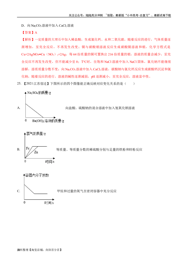 专题19坐标图像题（解析版）_02中考总复习（2026版更新中）_05-化学-中考总复习_2024年中考复习资料_专项复习资料_完三年（2021-2023）中考化学真题分项汇编（全国通用）