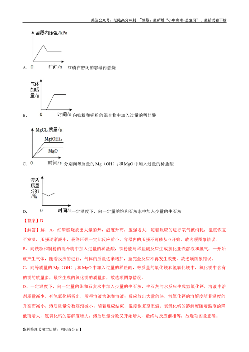 专题19坐标图像题（解析版）_02中考总复习（2026版更新中）_05-化学-中考总复习_2024年中考复习资料_专项复习资料_完三年（2021-2023）中考化学真题分项汇编（全国通用）