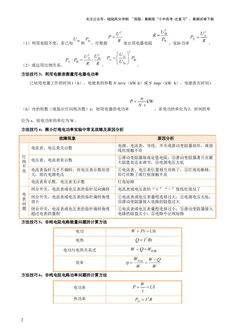 专题16电功率（4大模块知识清单+5个易混易错+6种方法技巧+典例真题精析）（原卷版）_02中考总复习（2026版更新中）_04-物理-中考总复习_2025年中考复习资料_2025年中考物理一轮知识梳理