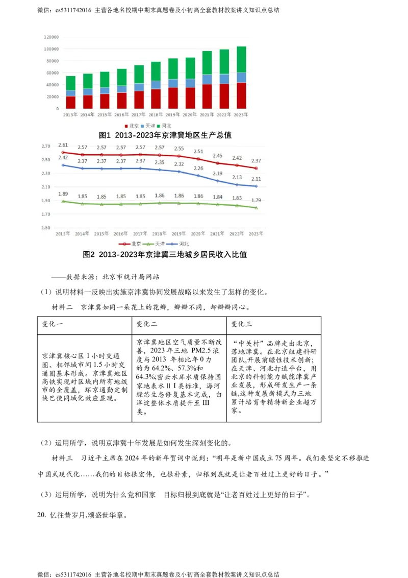 精品解析：2024年北京市石景山区中考一模道德与法治试题（原卷版）(1)_北京初中期末题_C605-京七八九_B京市道德与法治七八九_道法_北京9下道法（含中考模拟）_北京道法9下一模