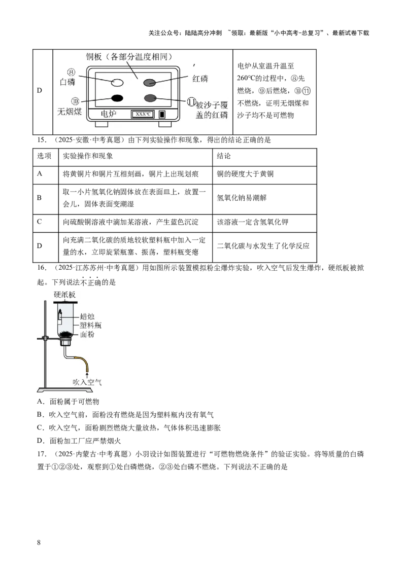 专题18实验方案的设计与评价（原卷版）_02中考总复习（2026版更新中）_05-化学-中考总复习_2026年中考复习（更新中）_好题汇编三年（2023-2025）中考化学真题分类汇编（全国通用）