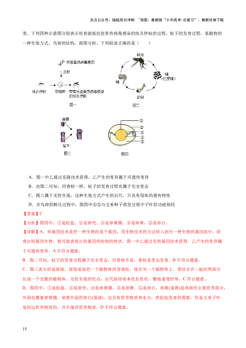 专题20生物的生殖和发育（解析版）_02中考总复习（2026版更新中）_08-生物-中考总复习_2024年中考复习资料_一轮复习_❤备战2024年中考生物一轮复习考点帮（全国通用）_练习