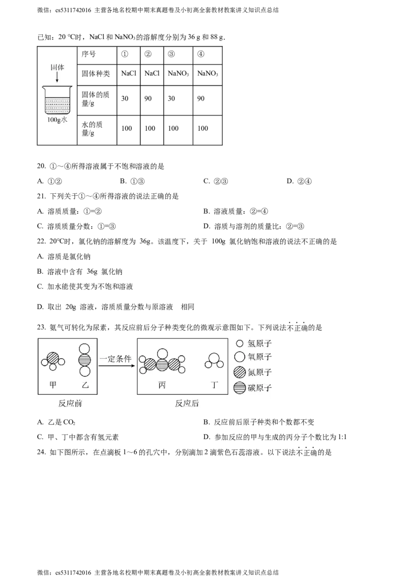 精品解析：北京市东城区广渠门中学2021-2022学年九年级下学期阶段检测化学试题（3月）（原卷版）(1)_北京初中期末题_C605-京七八九_B京化学七八九_北京9下化学（含中考模拟）