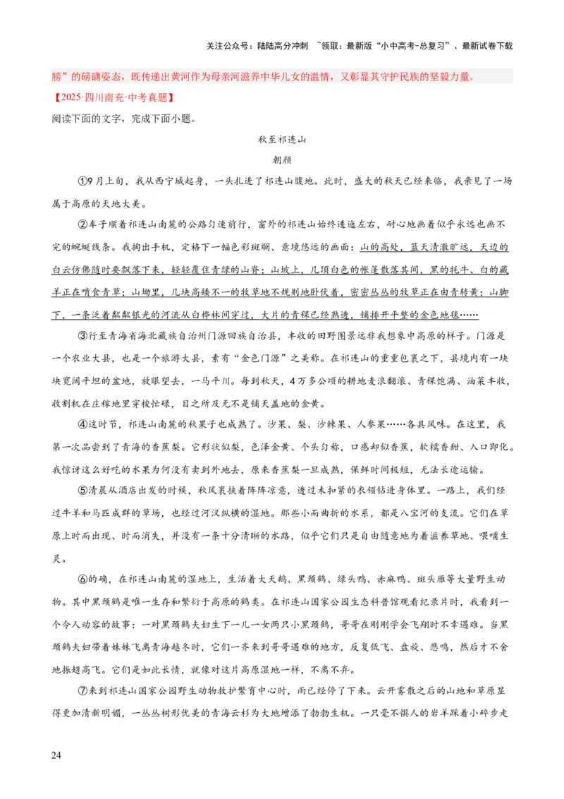 专题20散文阅读（二）（全国通用）（解析版）_02中考总复习（2026版更新中）_01-语文-中考总复习_2026年中考复习（更新中）