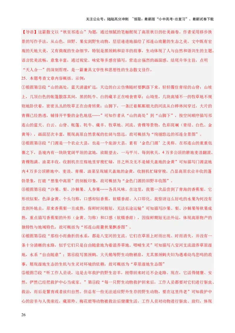 专题20散文阅读（二）（全国通用）（解析版）_02中考总复习（2026版更新中）_01-语文-中考总复习_2026年中考复习（更新中）