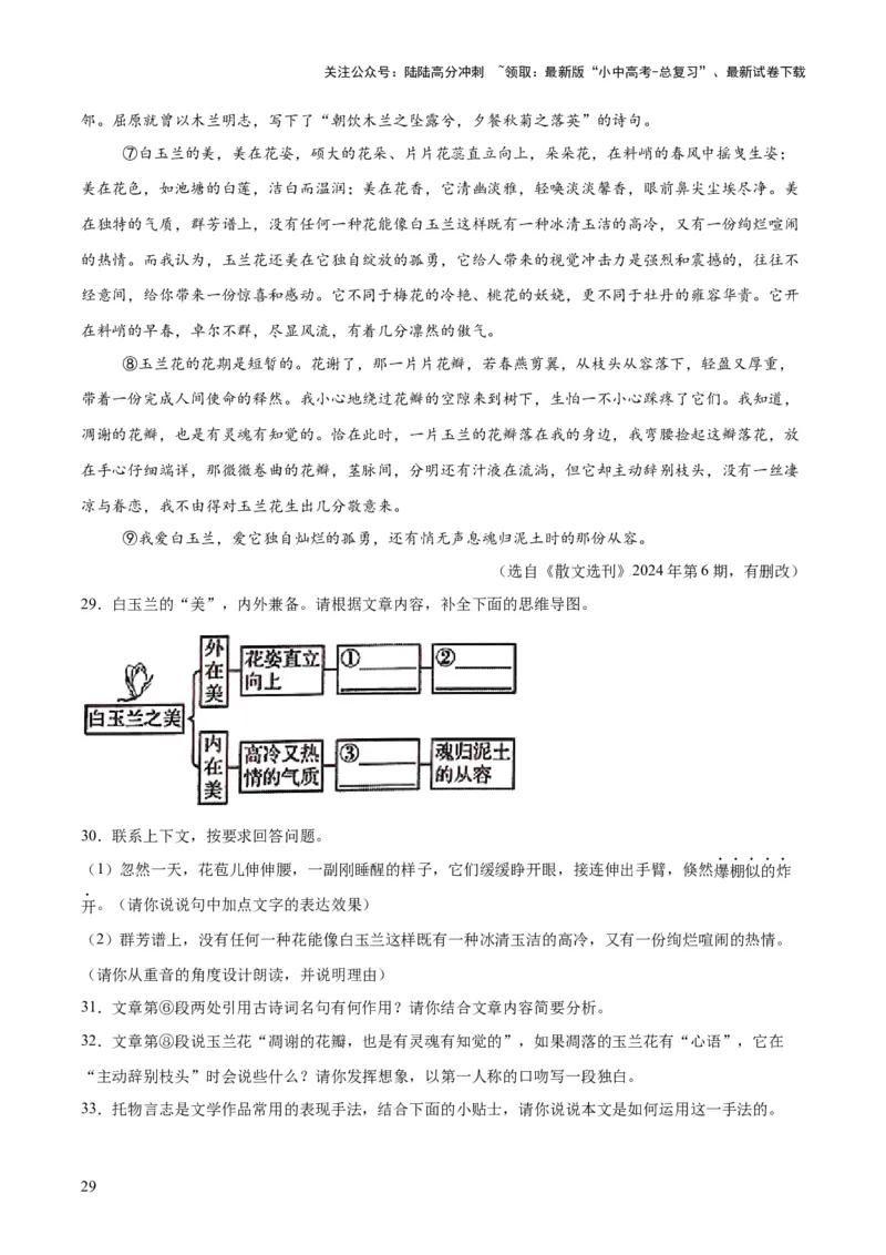 专题20散文阅读（二）（全国通用）（解析版）_02中考总复习（2026版更新中）_01-语文-中考总复习_2026年中考复习（更新中）