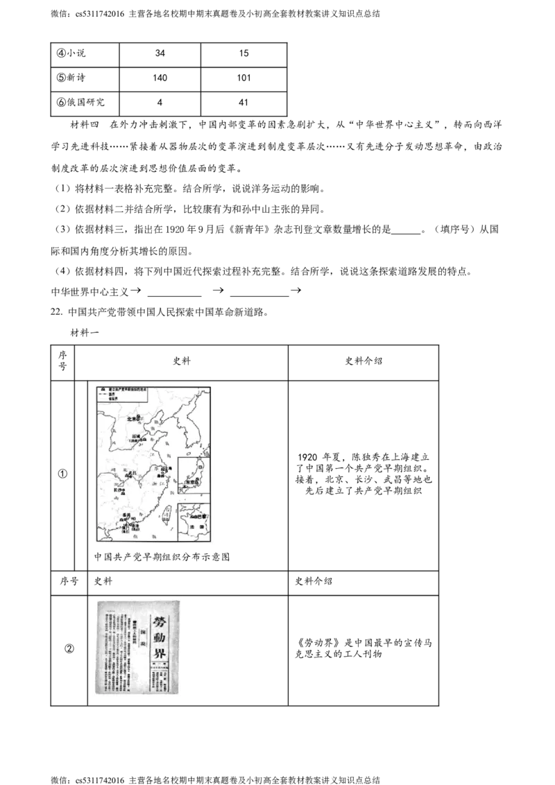 精品解析：北京市昌平区2023-2024学年八年级上学期期末历史试题（原卷版）(1)_北京初中期末题_C605-京七八九_B京历史七八九_北京8上历史_2022-2024_北京历史8上期末
