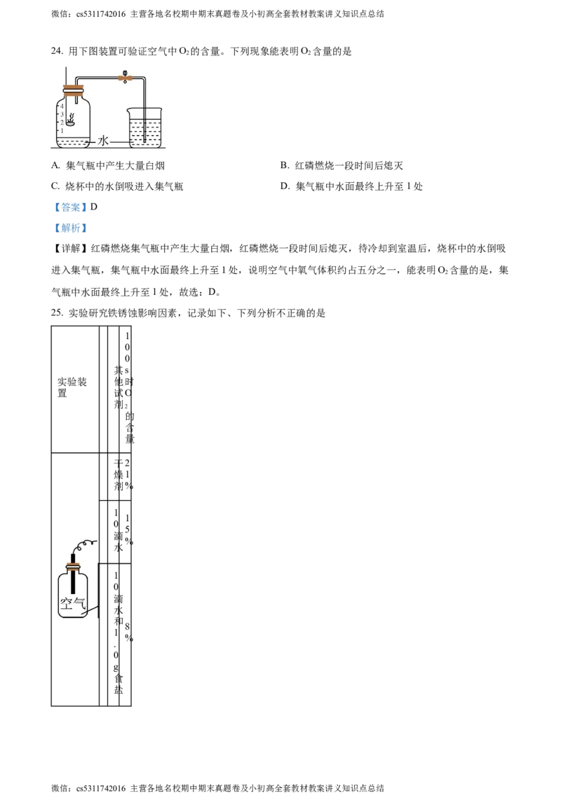 精品解析：2024年北京市二中教育集团中考保温训练化学试卷（解析版）(1)_北京初中期末题_C605-京七八九_B京化学七八九_北京9下化学（含中考模拟）_北京化学9下模拟卷