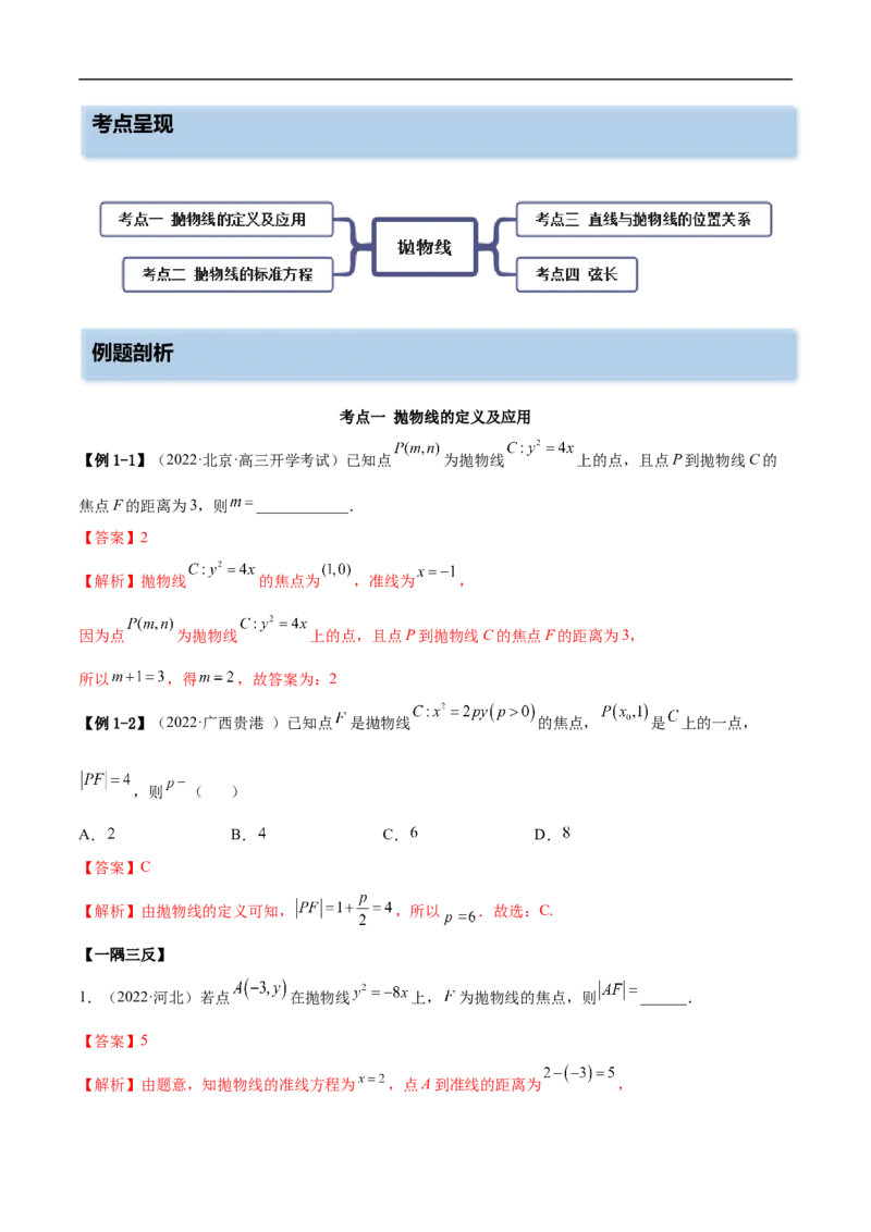 10.5抛物线（精讲）（基础版）（解析版）_2.2025数学总复习_2023年新高考资料_一轮复习_2023年高考数学一轮复习（基础版）（新高考地区专用）