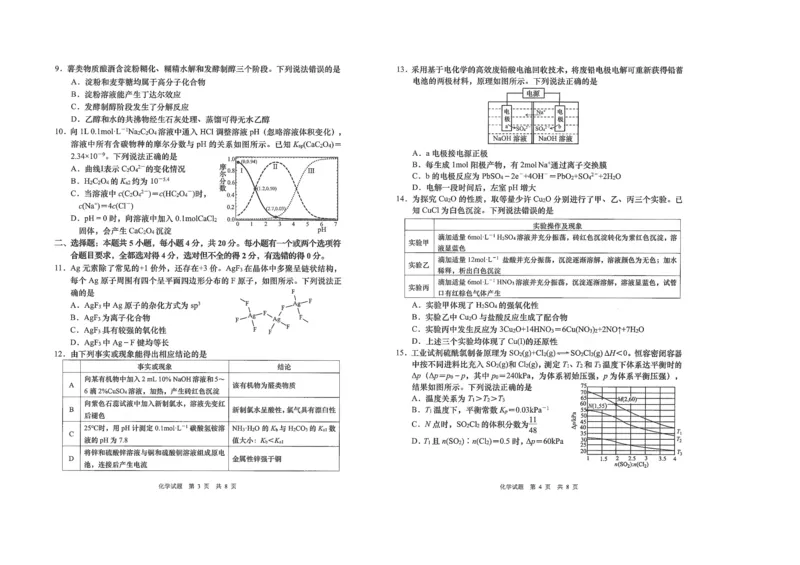 化学试卷_A1502026各地模拟卷（超值！）_9月_240912山东省青岛市2024年高三年级上学期9月期初调研检测_山东省青岛市2024年高三年级上学期9月期初调研检测化学
