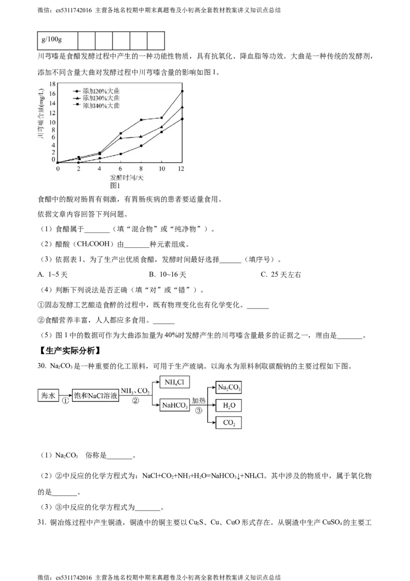 精品解析：2024年北京市房山区中考二模化学试卷（原卷版）(1)_北京初中期末题_C605-京七八九_B京化学七八九_北京9下化学（含中考模拟）_北京化学9下一二模