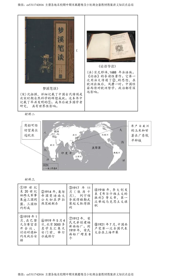 精品解析：北京市二中教育集团2023-2024学年九年级下学期历史保温训练试卷（三模）（解析版）(1)_北京初中期末题_C605-京七八九_B京历史七八九_北京9下历史（含中考模拟）