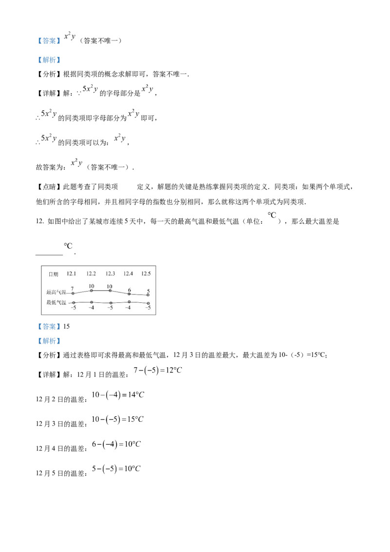 精品解析：北京市延庆区2021-2022学年七年级上学期期末数学试题（解析版）(1)_北京初中期末题_C605-京七八九_B京市数学七八九_北京7上数学_2021-2022