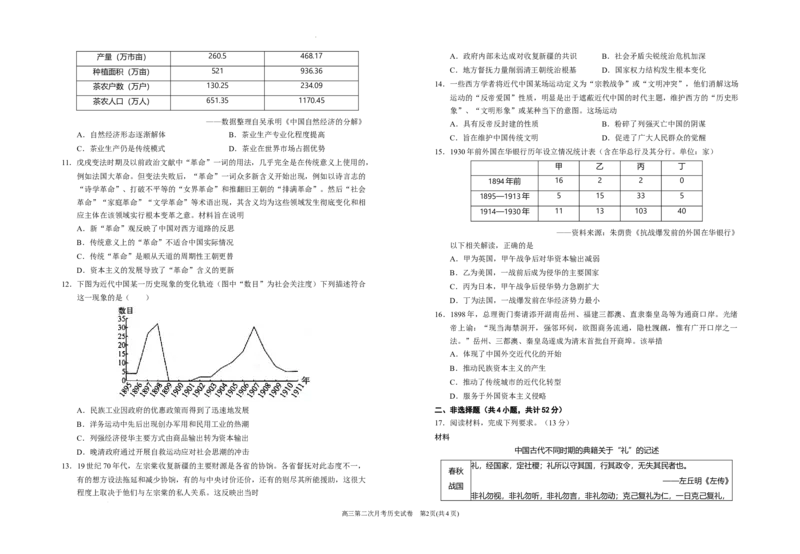 2025届银川一中高三第二次月考历史试卷_A1502026各地模拟卷（超值！）_10月_241003宁夏回族自治区银川一中2024-2025学年高三上学期第二次月考