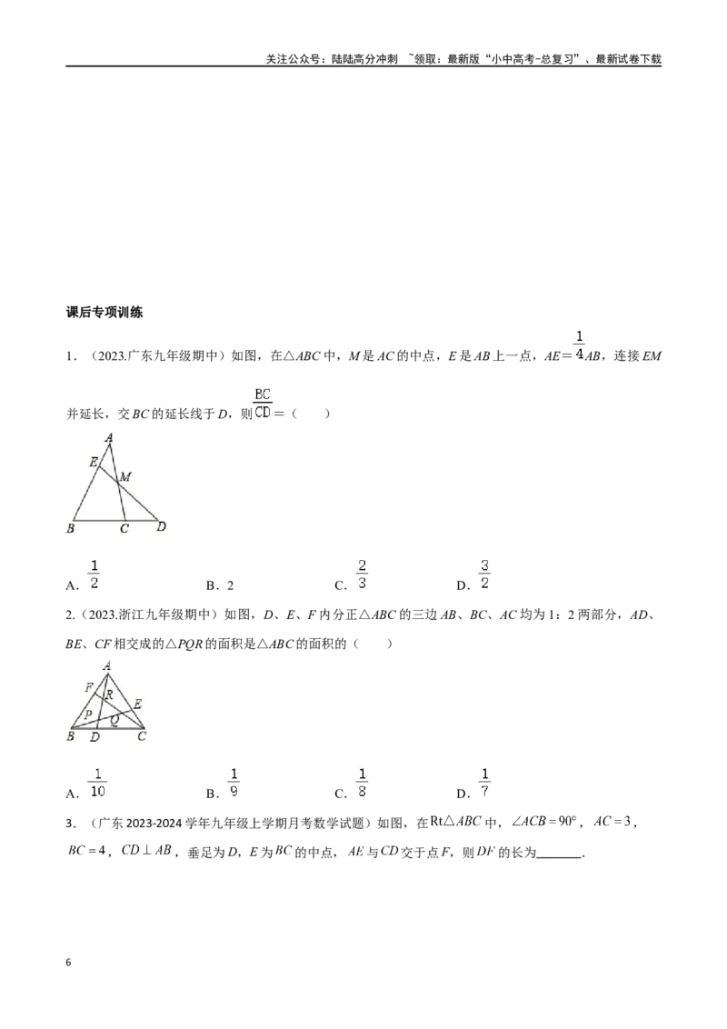专题21相似模型之梅涅劳斯（定理）模型与塞瓦（定理）模型（原卷版）_02中考总复习（2026版更新中）_02-数学-中考总复习_2024年中考复习资料_专项复习资料