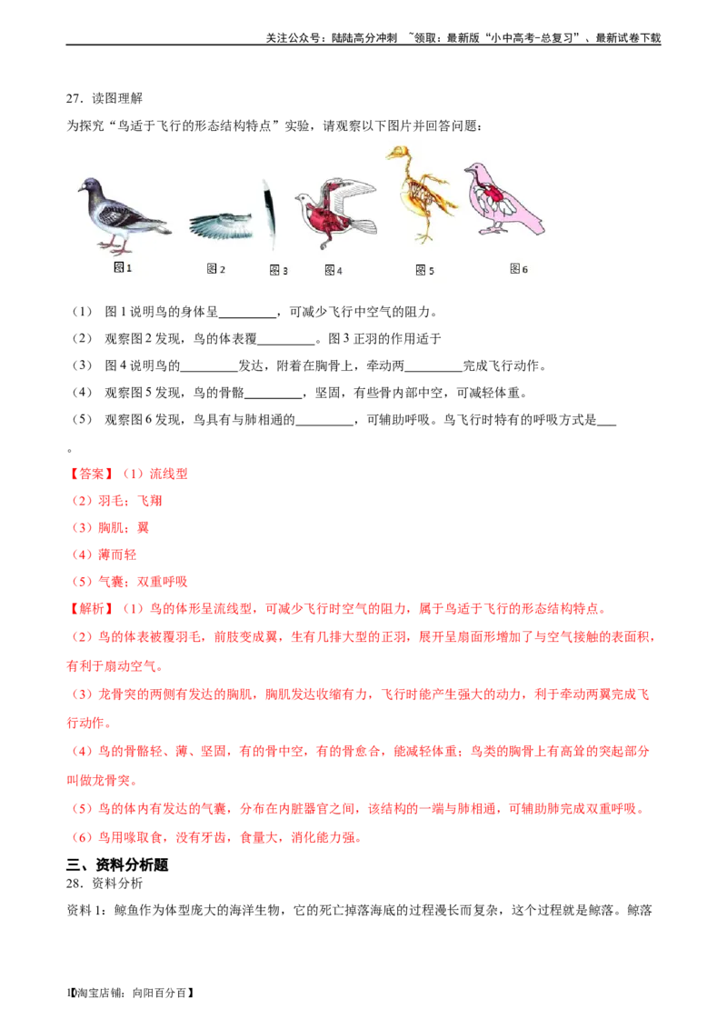 专题16动物的主要类群（习题精练）-省心备考2024年中考生物一轮复习精讲精练（全国通用）（解析版）_02中考总复习（2026版更新中）_08-生物-中考总复习_2024年中考复习资料_一轮复习