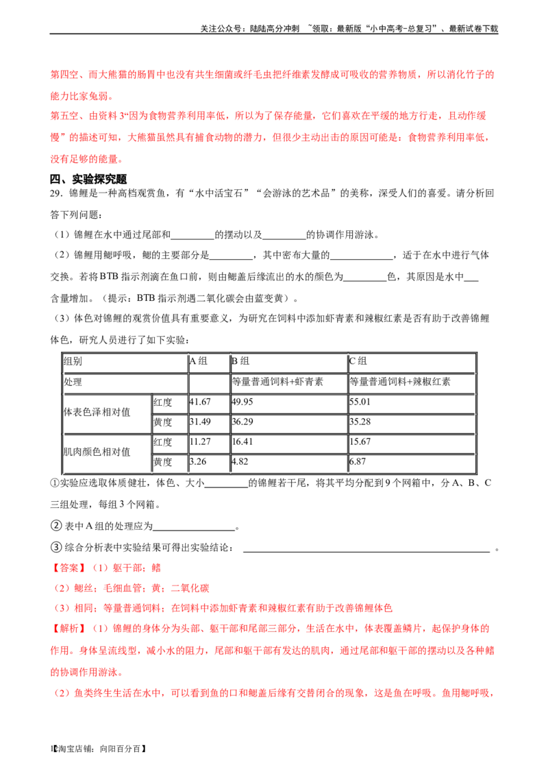 专题16动物的主要类群（习题精练）-省心备考2024年中考生物一轮复习精讲精练（全国通用）（解析版）_02中考总复习（2026版更新中）_08-生物-中考总复习_2024年中考复习资料_一轮复习