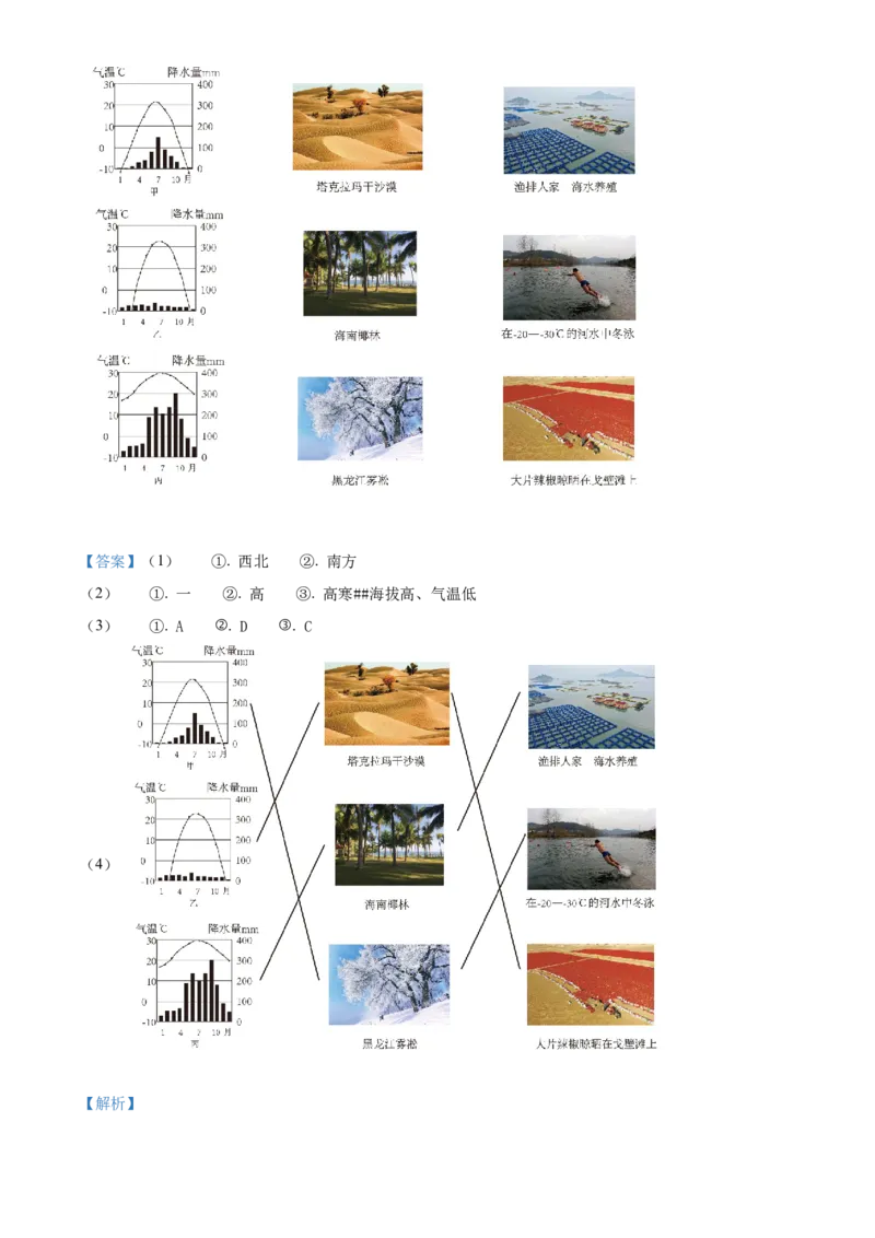 精品解析：北京市北京师范大学附属实验中学2021-2022学年七年级下学期期中地理试题（解析版）(1)_北京初中期末题_C605-京七八九_B京地理七八九_地理_北京7下地理_2021-2022