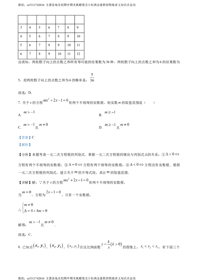 精品解析：北京市北京师范大学附属中学2023-2024学年九年级下学期月考数学试题（解析版）(1)_北京初中期末题_C605-京七八九_B京市数学七八九_北京9下数学(含中考模拟）_北京数学9下月考