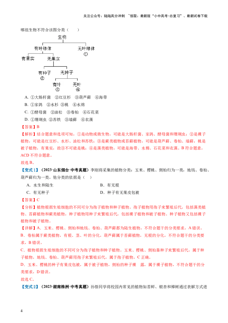 专题19生物多样性及其保护（讲义）（解析版）_02中考总复习（2026版更新中）_08-生物-中考总复习_2024年中考复习资料_一轮复习_❤2024年中考生物一轮复习讲练测（全国通用）_讲义