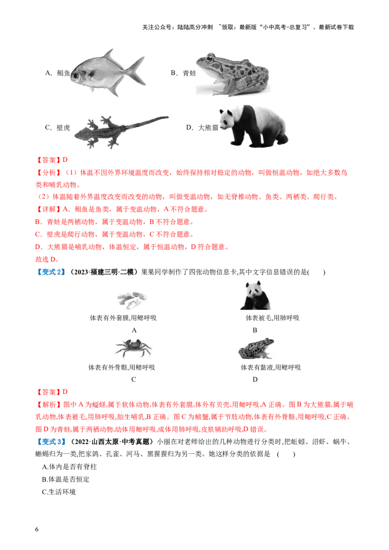 专题19生物多样性及其保护（讲义）（解析版）_02中考总复习（2026版更新中）_08-生物-中考总复习_2024年中考复习资料_一轮复习_❤2024年中考生物一轮复习讲练测（全国通用）_讲义