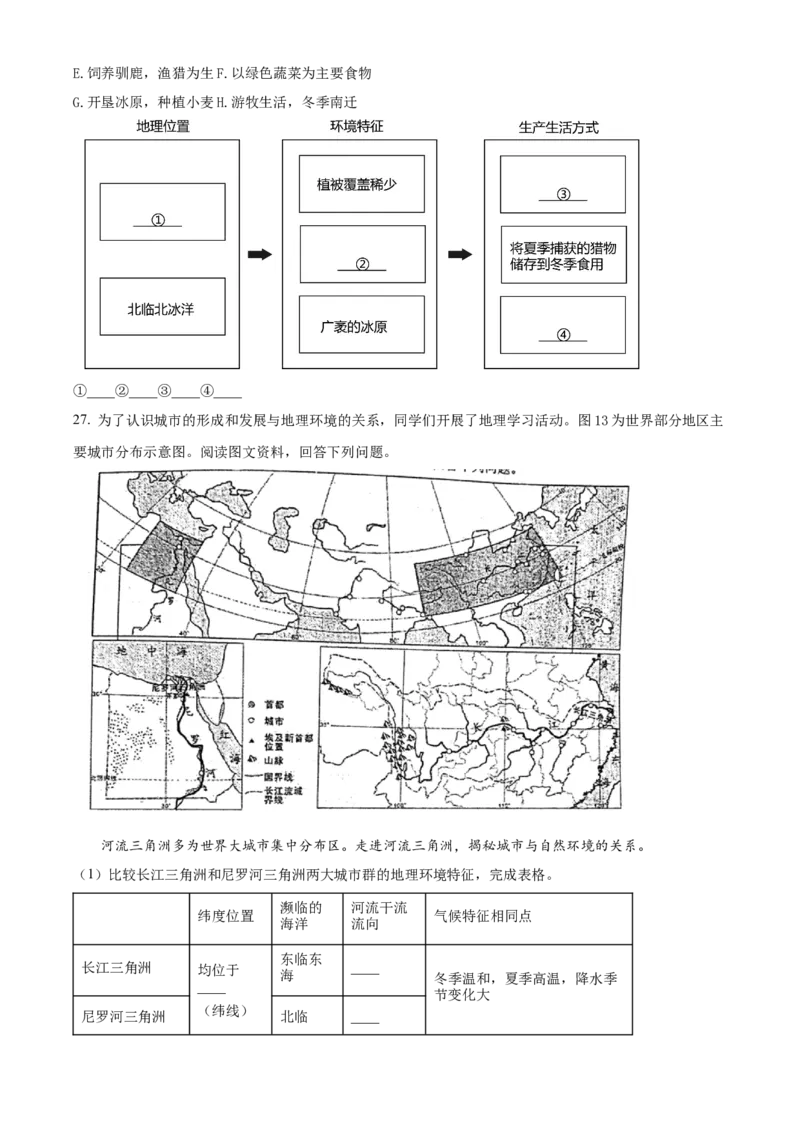 精品解析：北京市北京师范大学附属中学2021-2022学年八年级下学期期中地理试题（原卷版）(1)_北京初中期末题_C605-京七八九_B京地理七八九_地理_北京八下地理