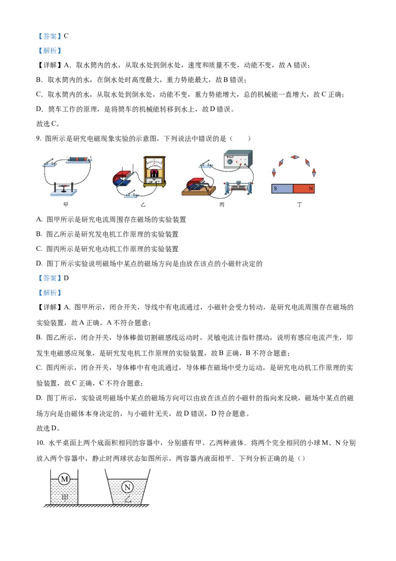 精品解析：2024年北京市中国人民大学附属中学朝阳学校中考一模物理试卷（解析版）(1)_北京初中期末题_C605-京七八九_B京物理八九_物理_北京九下物理