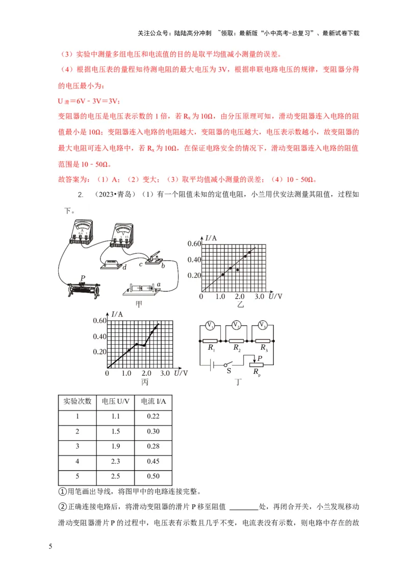 专题17伏安法测电阻其它方法测电阻（解析版）_02中考总复习（2026版更新中）_04-物理-中考总复习_2024年中考复习资料_二轮复习_2024年中考物理二轮专项复习核心考点讲解与必刷题型汇编