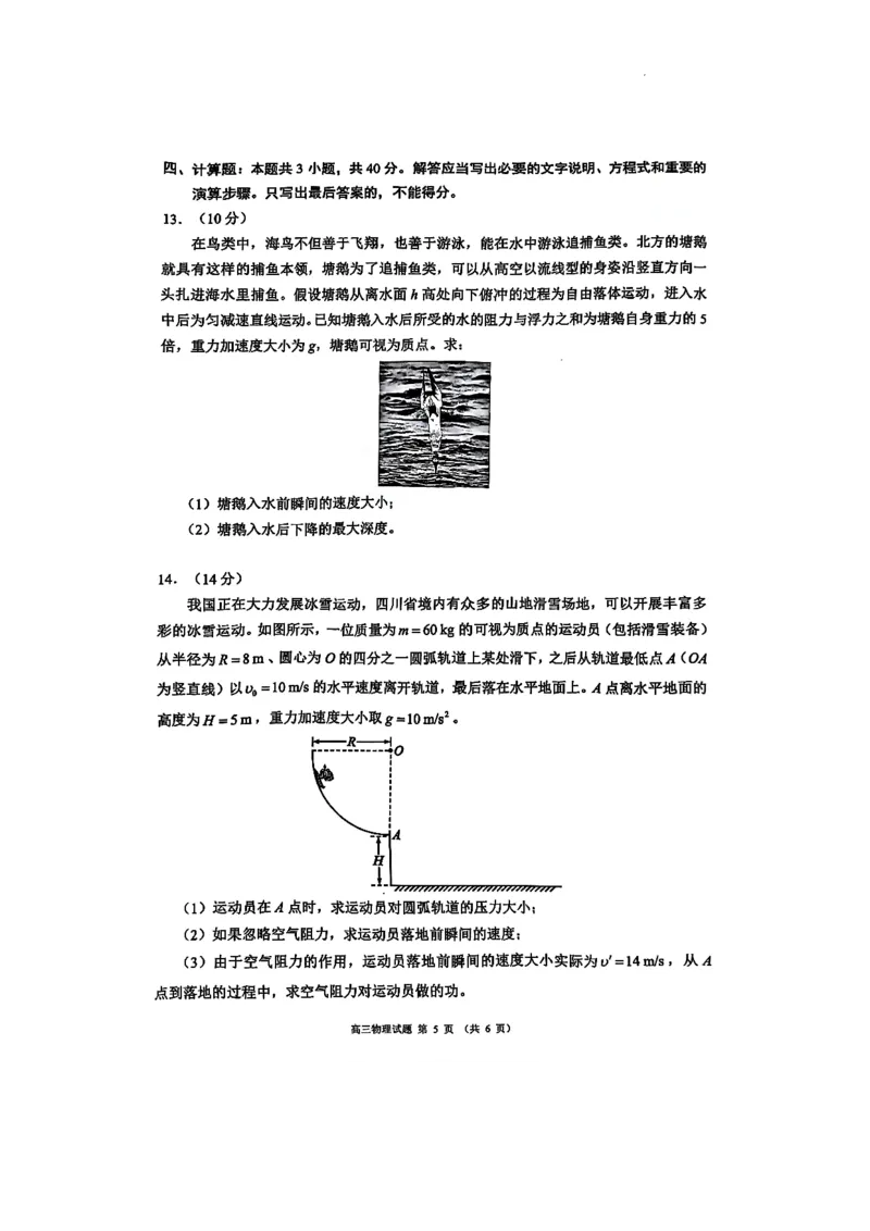 四川省成都市蓉城名校联盟2025届高三上学期第一次联合性诊断性考试物理_A1502026各地模拟卷（超值！）_12月_四川省成都市蓉城名校联盟2025届高三上学期第一次联合性诊断性考试物理