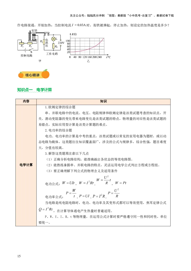 专题19计算题（力、电、热专项）（讲练）（原卷版）_02中考总复习（2026版更新中）_04-物理-中考总复习_2025年中考复习资料_2025中考二轮课件ppt+讲义+练习物理_讲义+练习