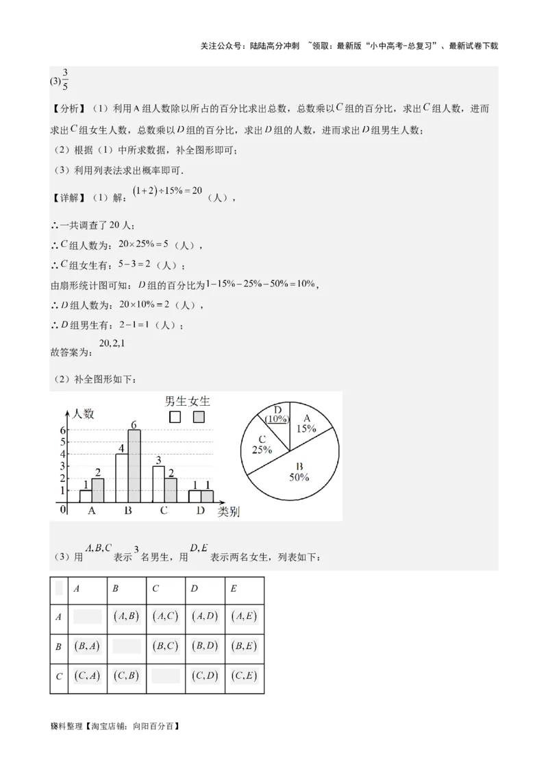 专题18数据的收集与整理、数据分析学易金卷：5年（2019-2023）中考1年模拟数学真题分项汇编（全国通用）（解析版）_02中考总复习（2026版更新中）_02-数学-中考总复习_2024年中考复习资料