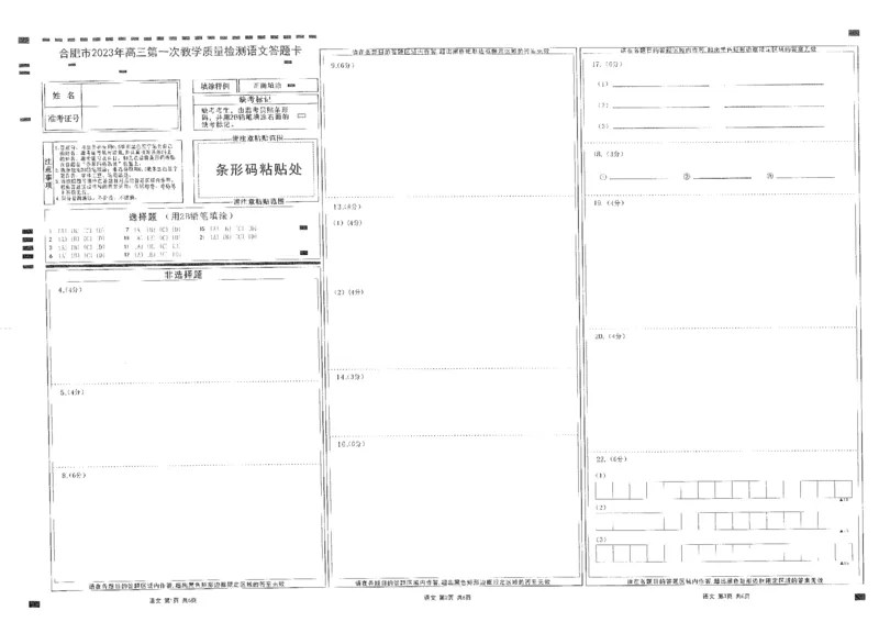 2023届安徽省合肥市高三第一次教学质量检测语文试题公众号：一枚试卷君_1.2025语文总复习_2023年新高考资料_模拟题_老高考_2023届安徽省合肥市高三第一次教学质量检测语文