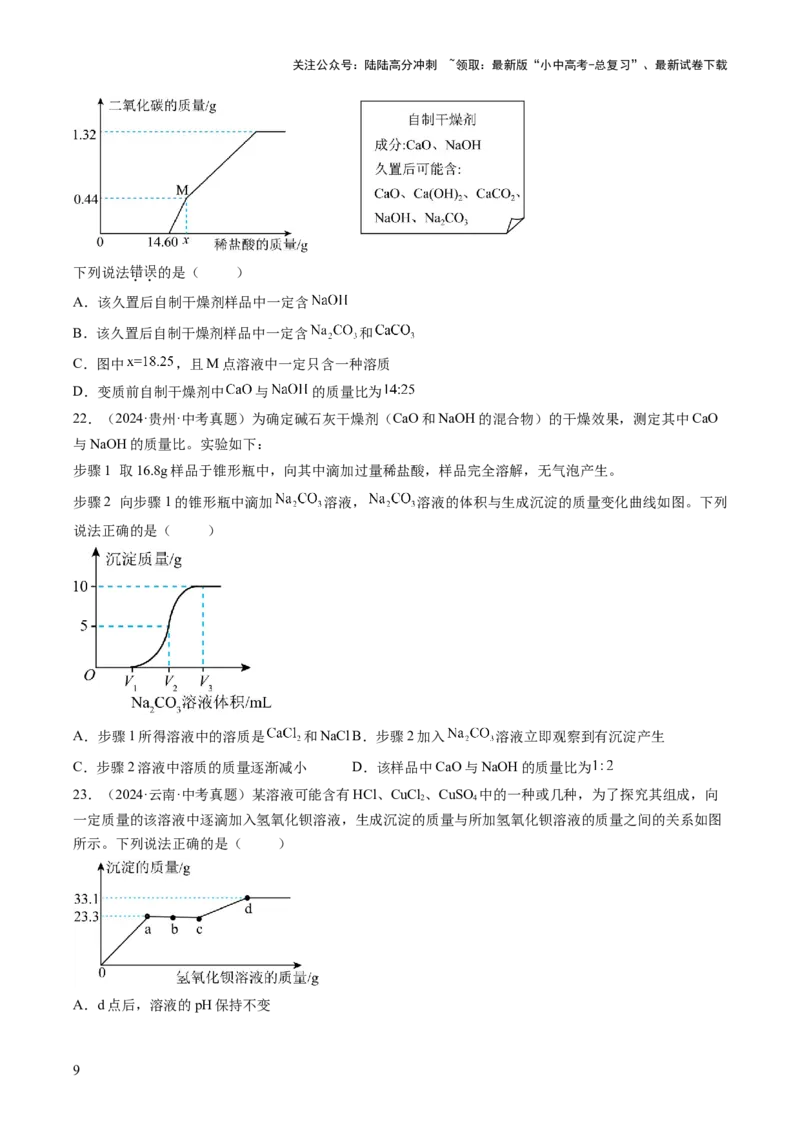 专题19坐标图像题（原卷版）_02中考总复习（2026版更新中）_05-化学-中考总复习_2026年中考复习（更新中）_好题汇编三年（2023-2025）中考化学真题分类汇编（全国通用）