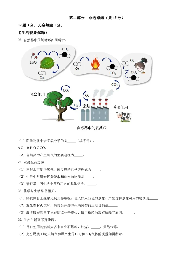 精品解析：北京市大兴区2020-2021学年九年级上学期期末化学试题（原卷版）(1)_北京初中期末题_C605-京七八九_B京化学七八九_北京9上化学_2020-2021