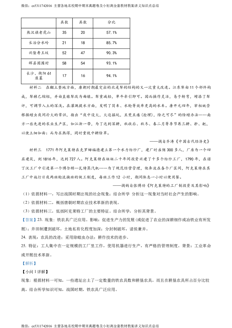 精品解析：北京市丰台区2023-2024学年九年级上学期期末历史试题（解析版）(1)_北京初中期末题_C605-京七八九_B京历史七八九_北京9上历史_北京历史9上期末