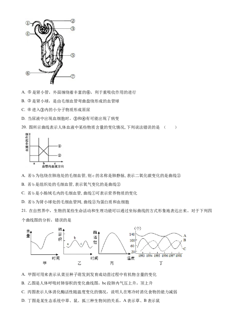 精品解析：北京市北京师范大学实验华夏女子中学2021-2022学年八年级下学期期中生物试题（原卷版）(1)_北京初中期末题_C605-京七八九_B京生物七八九_北京八下生物