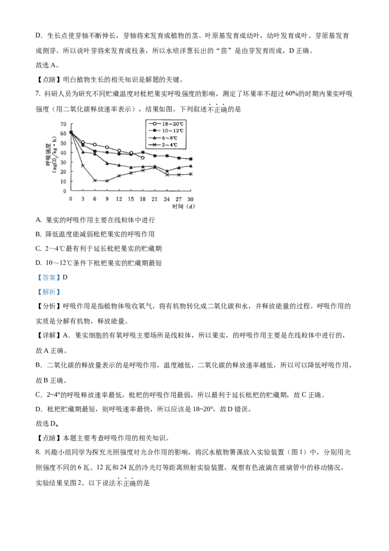 精品解析：2021年北京市东城区中考一模生物试题（解析版）(1)_北京初中期末题_C605-京七八九_B京生物七八九_北京八下生物_精品解析：2021年北京市东城区中考一模生物试题