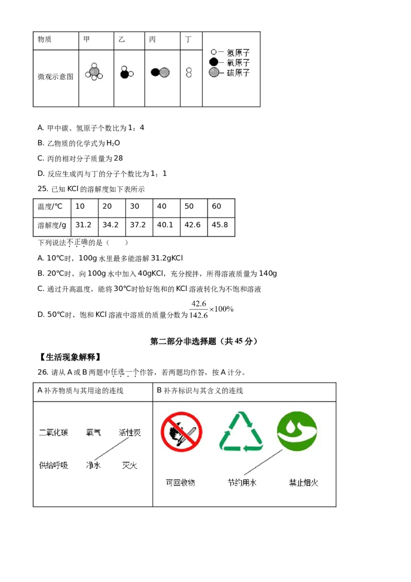 精品解析：北京市丰台区2020-2021学年九年级上学期期末化学试题（原卷版）(1)_北京初中期末题_C605-京七八九_B京化学七八九_北京9上化学_2020-2021