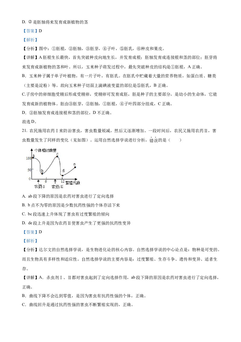 精品解析：北京市平谷区2022-2023学年八年级上学期期末生物试题（解析版）(1)_北京初中期末题_C605-京七八九_B京生物七八九_北京八上生物_2022-2023