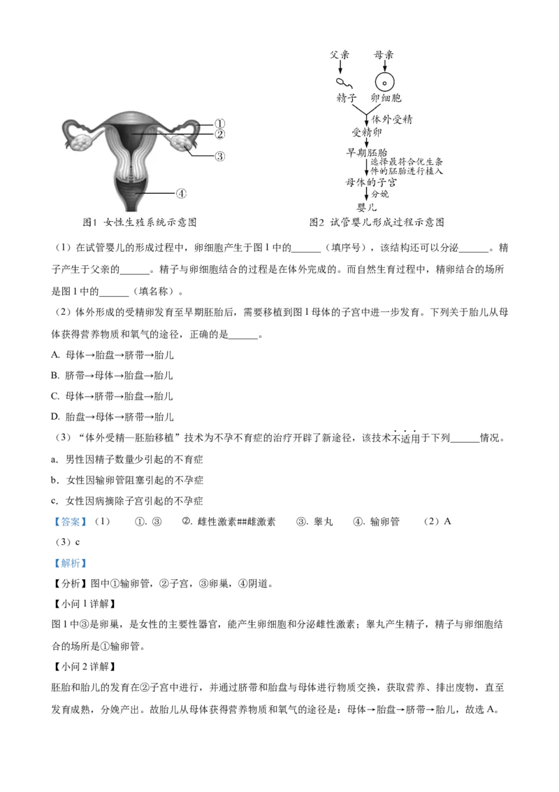 精品解析：北京市平谷区2022-2023学年八年级上学期期末生物试题（解析版）(1)_北京初中期末题_C605-京七八九_B京生物七八九_北京八上生物_2022-2023