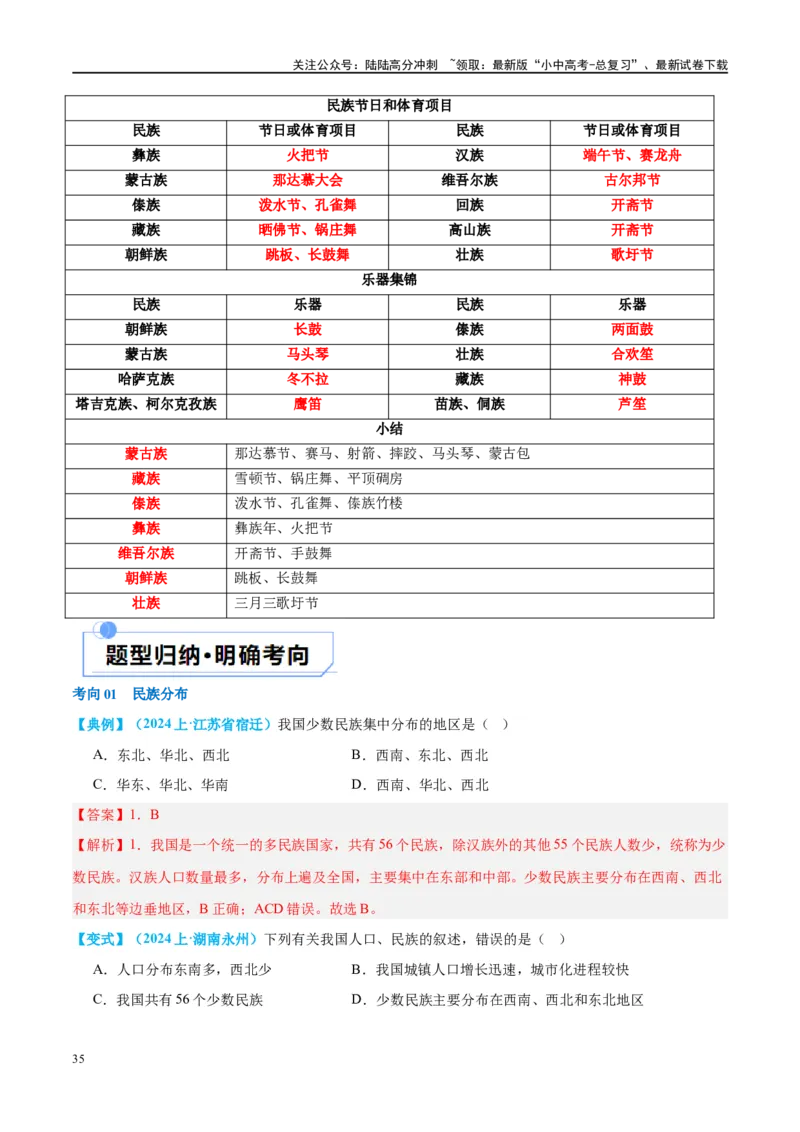 专题17中国的疆域、人口和民族（讲义）（解析版）_02中考总复习（2026版更新中）_09-地理-中考总复习_2024年中考复习资料_一轮复习_❤2024年中考地理一轮复习讲练测（全国通用）