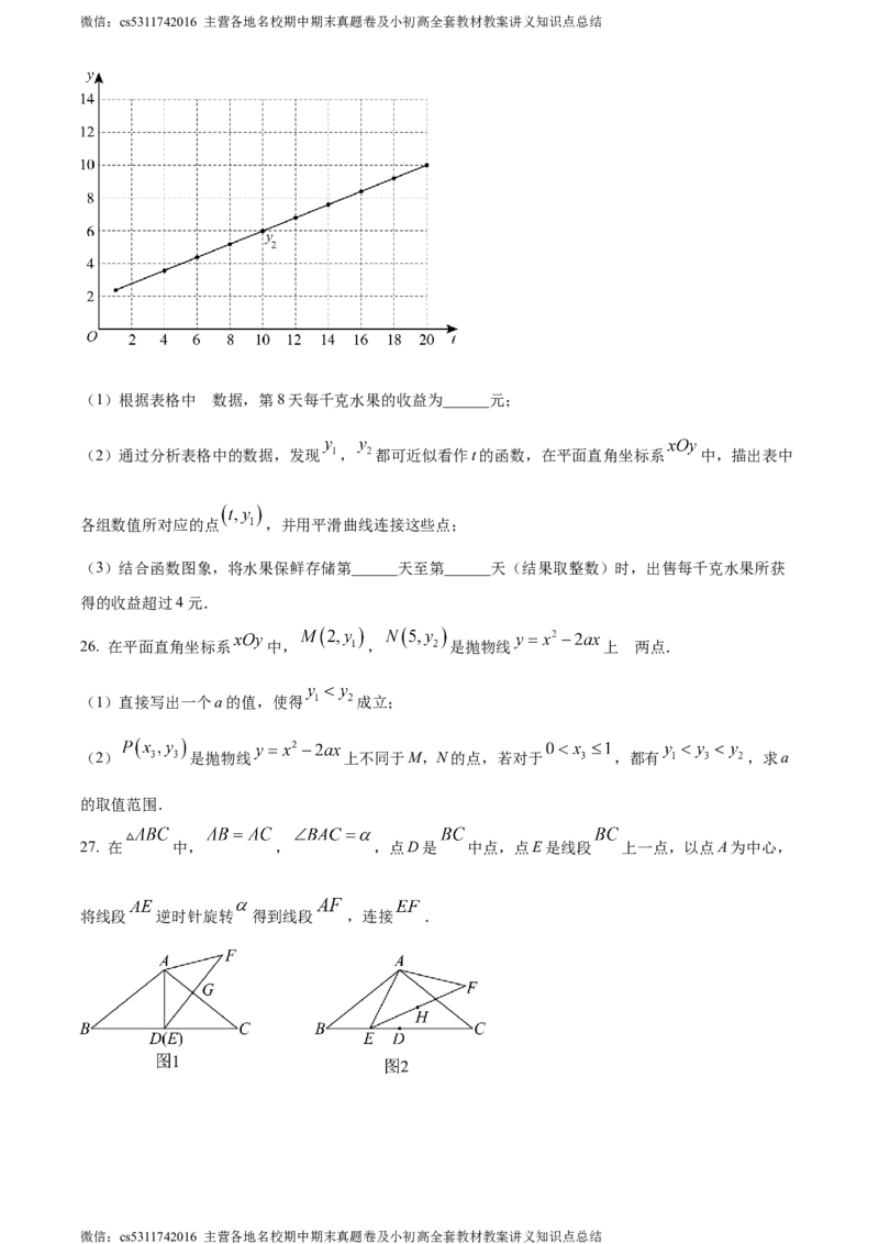 精品解析：2024年北京市丰台区九年级中考一模数学试题（原卷版）(1)_北京初中期末题_C605-京七八九_B京市数学七八九_北京9下数学(含中考模拟）_北京数学9下一二三模