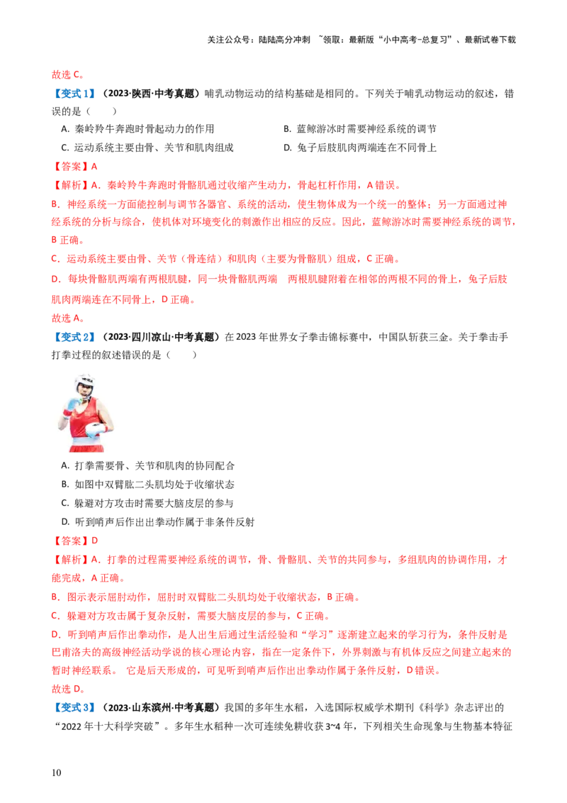 专题17动物的运动和行为、动物在生物圈中的作用（讲义）（解析版）_02中考总复习（2026版更新中）_08-生物-中考总复习_2024年中考复习资料_一轮复习_讲义