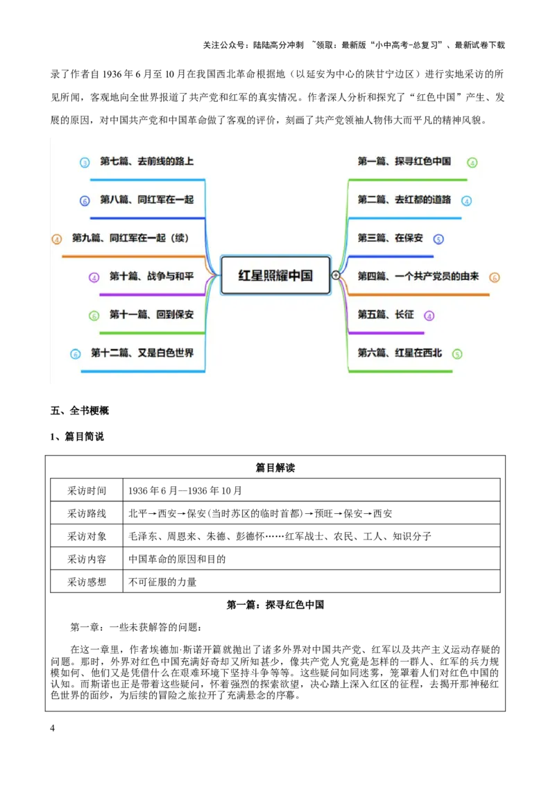 专题19《红星照耀中国》（知识梳理+练习）（原卷版）_02中考总复习（2026版更新中）_01-语文-中考总复习_2025年中考资料_备战2025年中考语文一轮复习考点突破（全国通用）