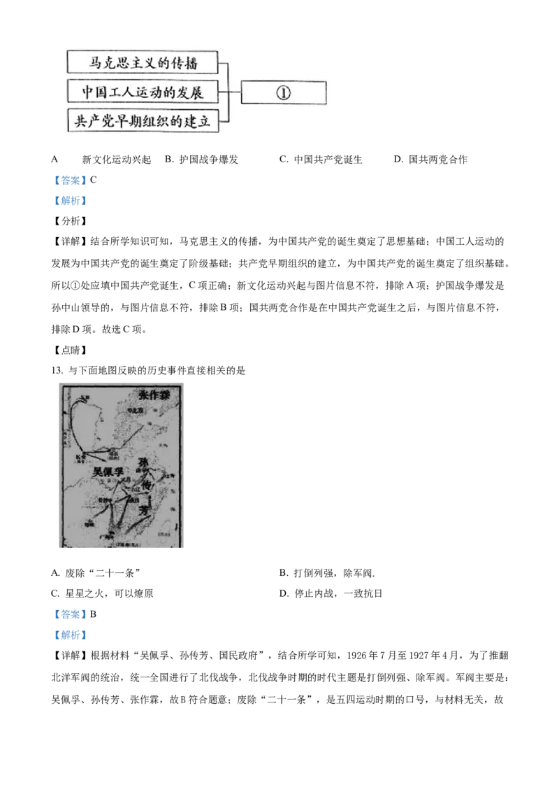 精品解析：北京市密云区2022-2023学年八年级上学期期末历史试题（解析版）(1)_北京初中期末题_C605-京七八九_B京历史七八九_北京8上历史_2022-2024_北京历史8上期末