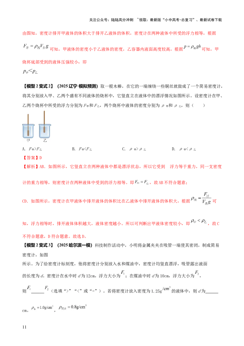 专题20四类难点跨学科实践问题（解析版）_02中考总复习（2026版更新中）_04-物理-中考总复习_2025年中考复习资料_2025年中考物理答题方法模板