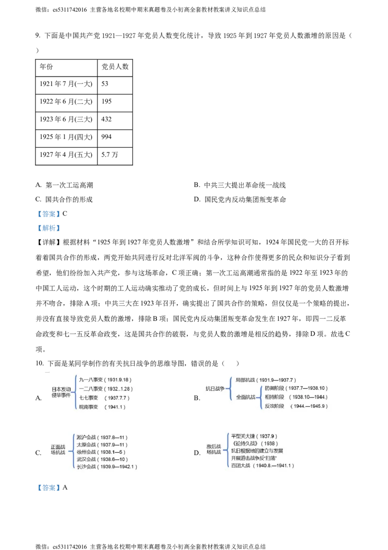 精品解析：2024年北京市燕山区九年级二模历史试卷（解析版）(1)_北京初中期末题_C605-京七八九_B京历史七八九_北京9下历史（含中考模拟）_北京历史9下二模