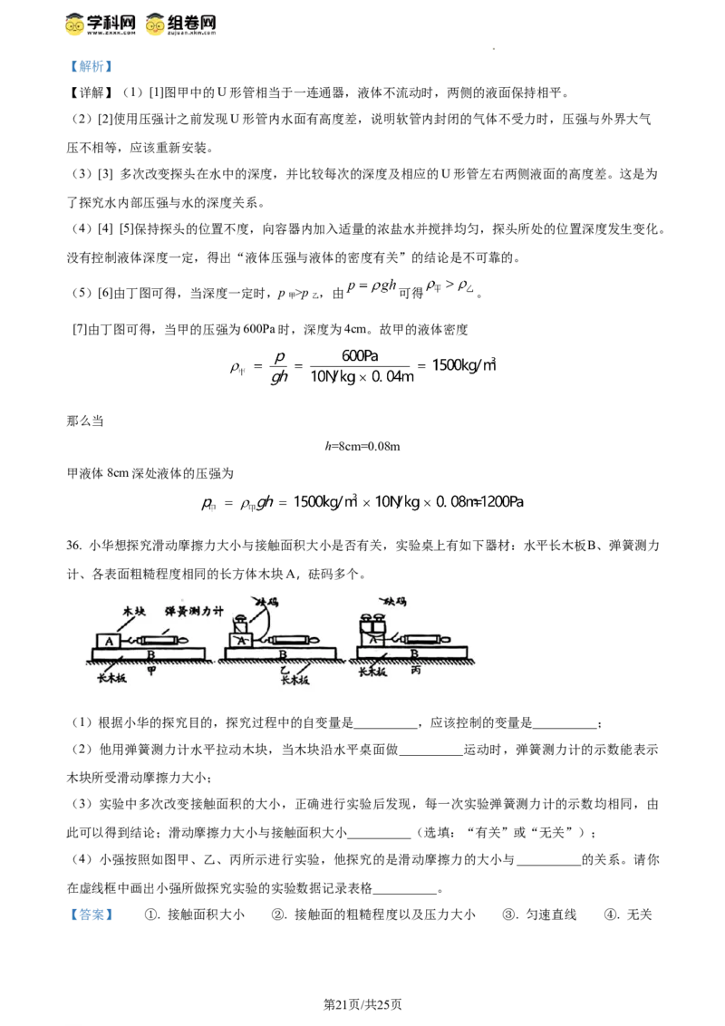 精品解析：北京市三帆中学2023-2024学年八年级下学期期中考试物理试卷（解析版）(1)_北京初中期末题_C605-京七八九_B京物理八九_物理_八年级下学期物理_2023-2024