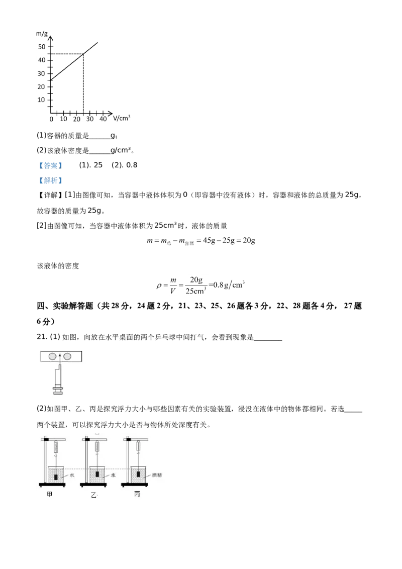 精品解析：北京市延庆区2020-2021学年八年级（上）期末考试物理试题（解析版）(1)_北京初中期末题_C605-京七八九_B京物理八九_物理_八年级上学期物理_2020-2021