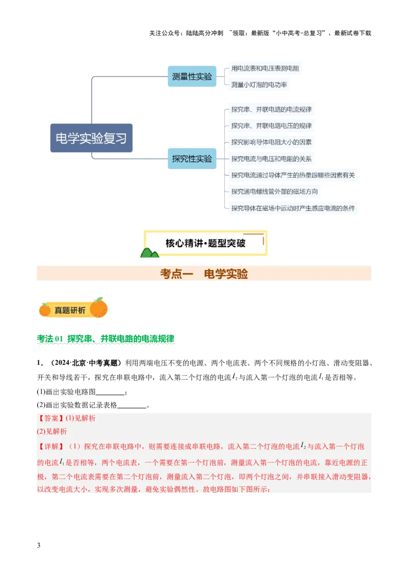 专题18电学实验复习（讲练）（解析版）_02中考总复习（2026版更新中）_04-物理-中考总复习_2025年中考复习资料_2025中考二轮课件ppt+讲义+练习物理_讲义+练习